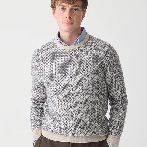 J. Crew Other - J crew Cashmere jacquard crewneck sweater heather birch navy